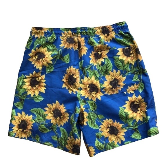 PacSun Sunflower Print Blue Yellow Swim Trunks Mens Small - Picture 9 of 12